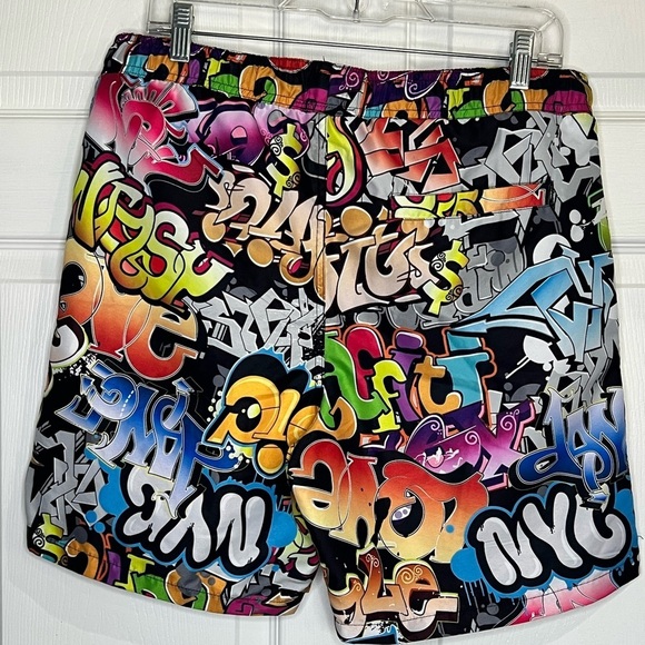 Fresh Prints Of Bel-Air Men’s Retro Graffiti Swim Trunks- Size Large - Picture 5 of 8